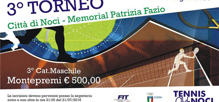 Tennis: 3° torneo “Città di Noci”, in memoria di Patrizia Fazio
