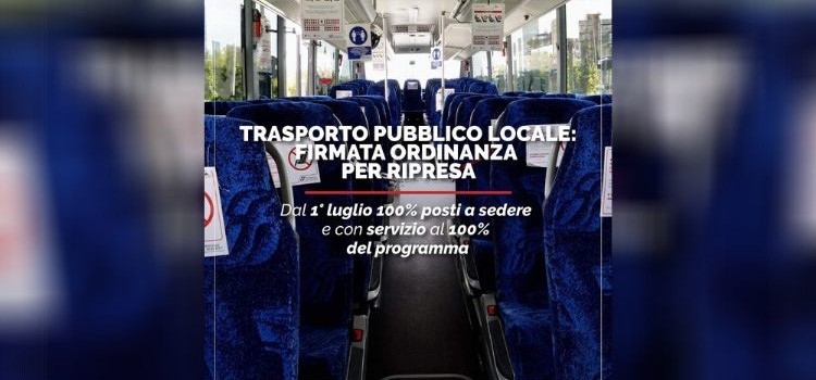 Trasporti pubblici, nuova ordinanza: da domani tutti i posti a sedere occupati