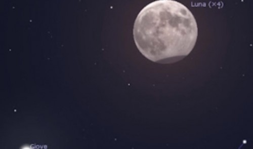 Sabato eclissi parziale di luna con Giove in congiunzione